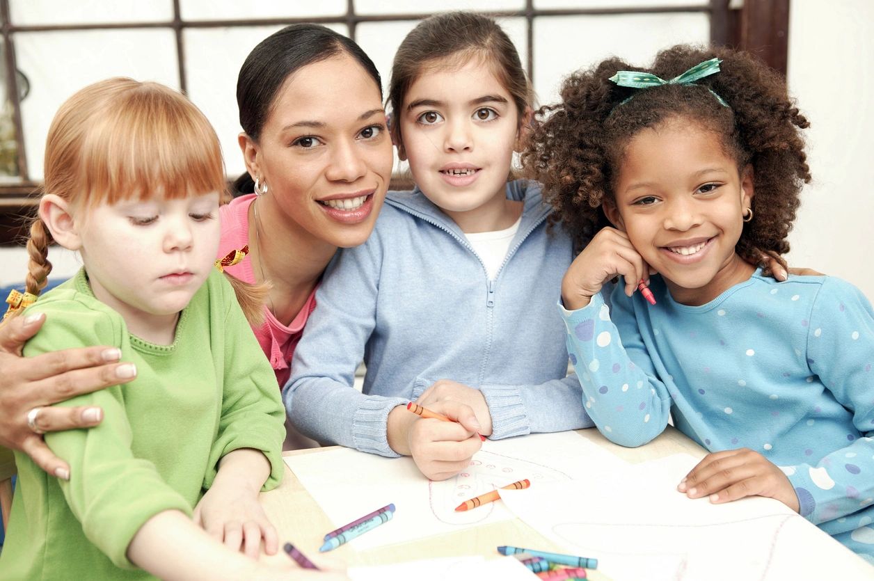 Kids doing art and crafts activity